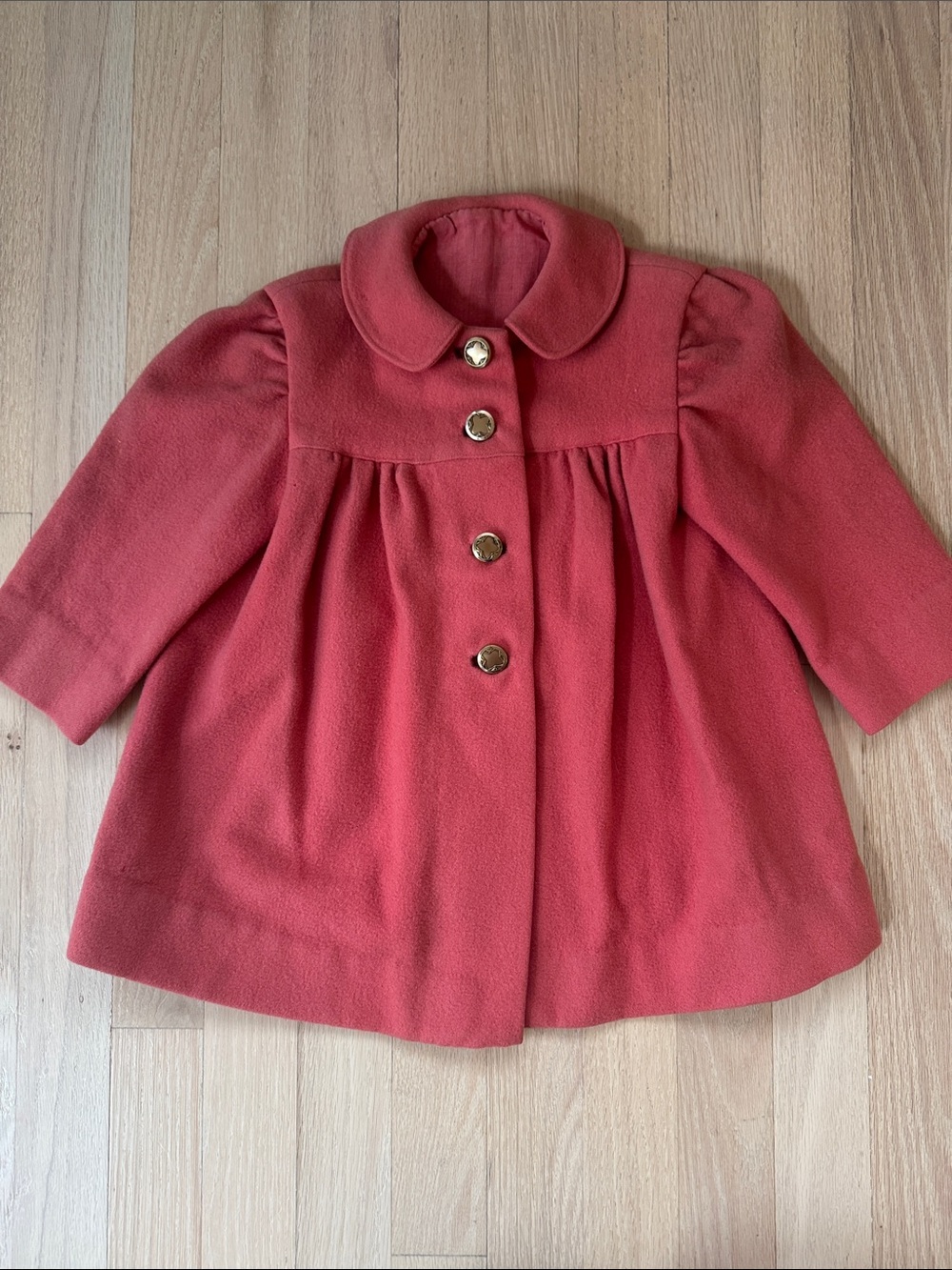 Classic Girls Rose Pink Swing Coat Size 8/9 Dressy Gold Buttons